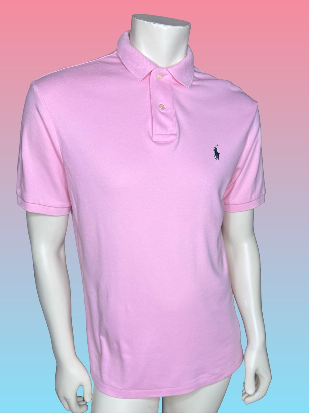 Ralph Lauren Polo Shirt in Light Pink with Navy Pony iconic chest logo